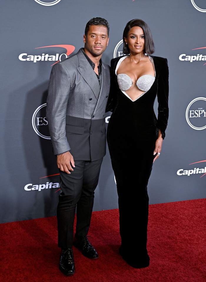 Russell Wilson and Ciara attend the 2022 ESPYs at Dolby Theatre on July 20, 2022 in Hollywood, California.
